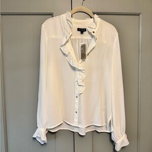 NWT J.Crew Women's White Ruffle Top sz 8